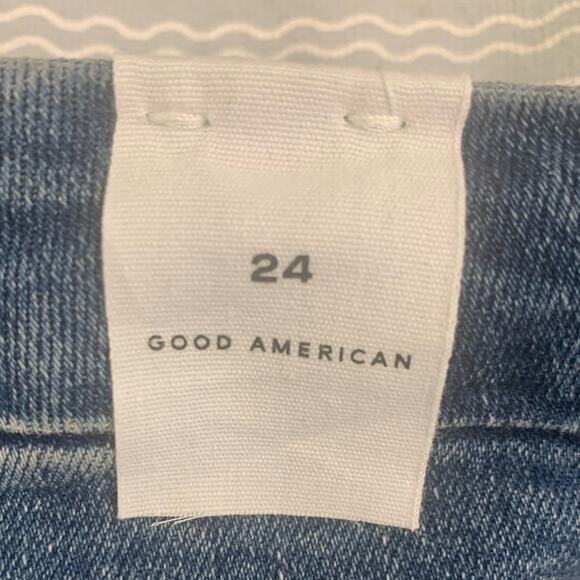 Good American Jeans 24 Blue Straight Leg High Rise Stretch Denim Med Wash NWOT - Picture 5 of 10
